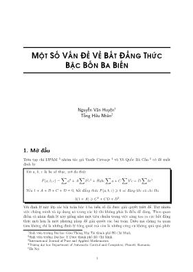 Một số vấn đề về bất đẳng thức bậc bốn ba biến